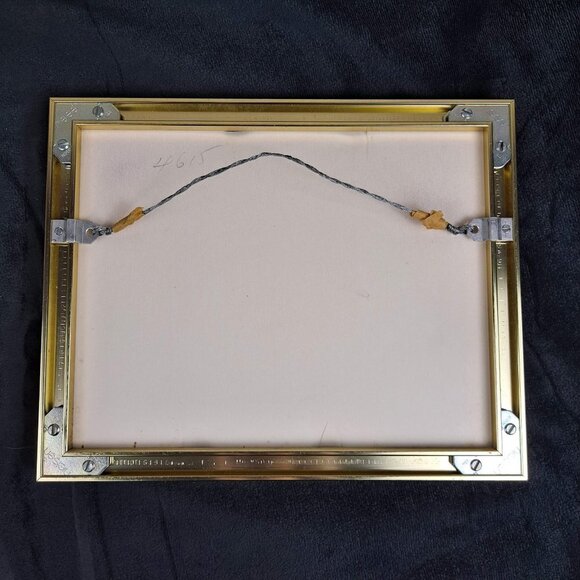 Watercolor Print Dock & Water Scene Gold Frame w/Glass Artist Signed Lukovic - Picture 6 of 7